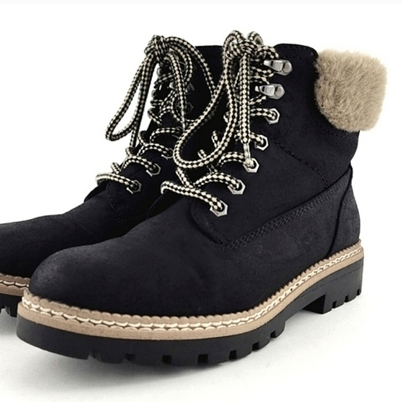 Steve Madden Astrixx Womens Ankle Boot Black Faux Fur Trim Side Zip Sz EU 37 / 7 - Picture 4 of 15